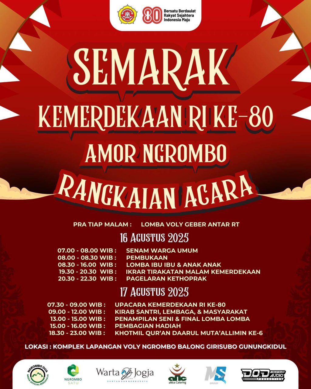 Semarak HUT RI ke-80 di Ngrombo: Meriah dengan Lomba, Kirab Santri, dan Khotmil Qur’an