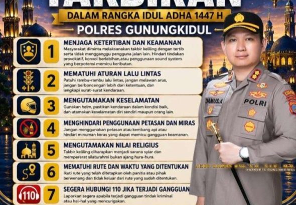 Idul Adha 1447 H: Polres Gunungkidul Terbitkan Himbauan, Takbir Keliling Harus Tertib, Aman, dan Bernilai Syiar