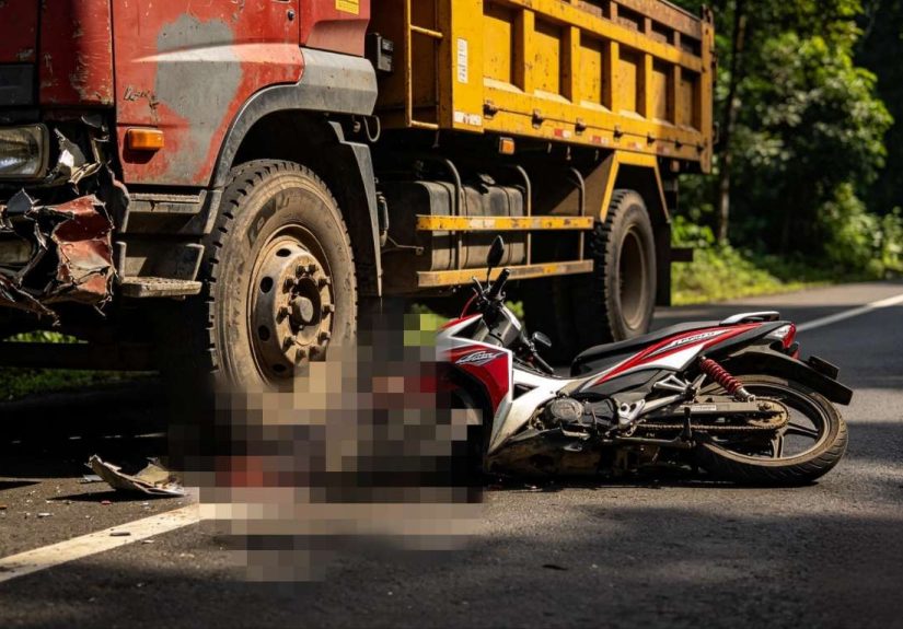 Truk Tronton Melindas Kaki Pengendara Motor di Jalan Jogja-Wonosari Gunungkidul